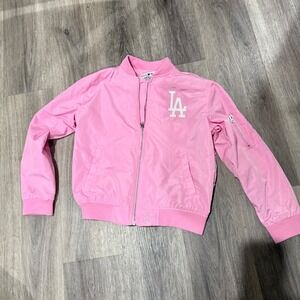 Pink Los Angeles Dodgers Bomber Jacket MLB Genuine Merchandise Size L